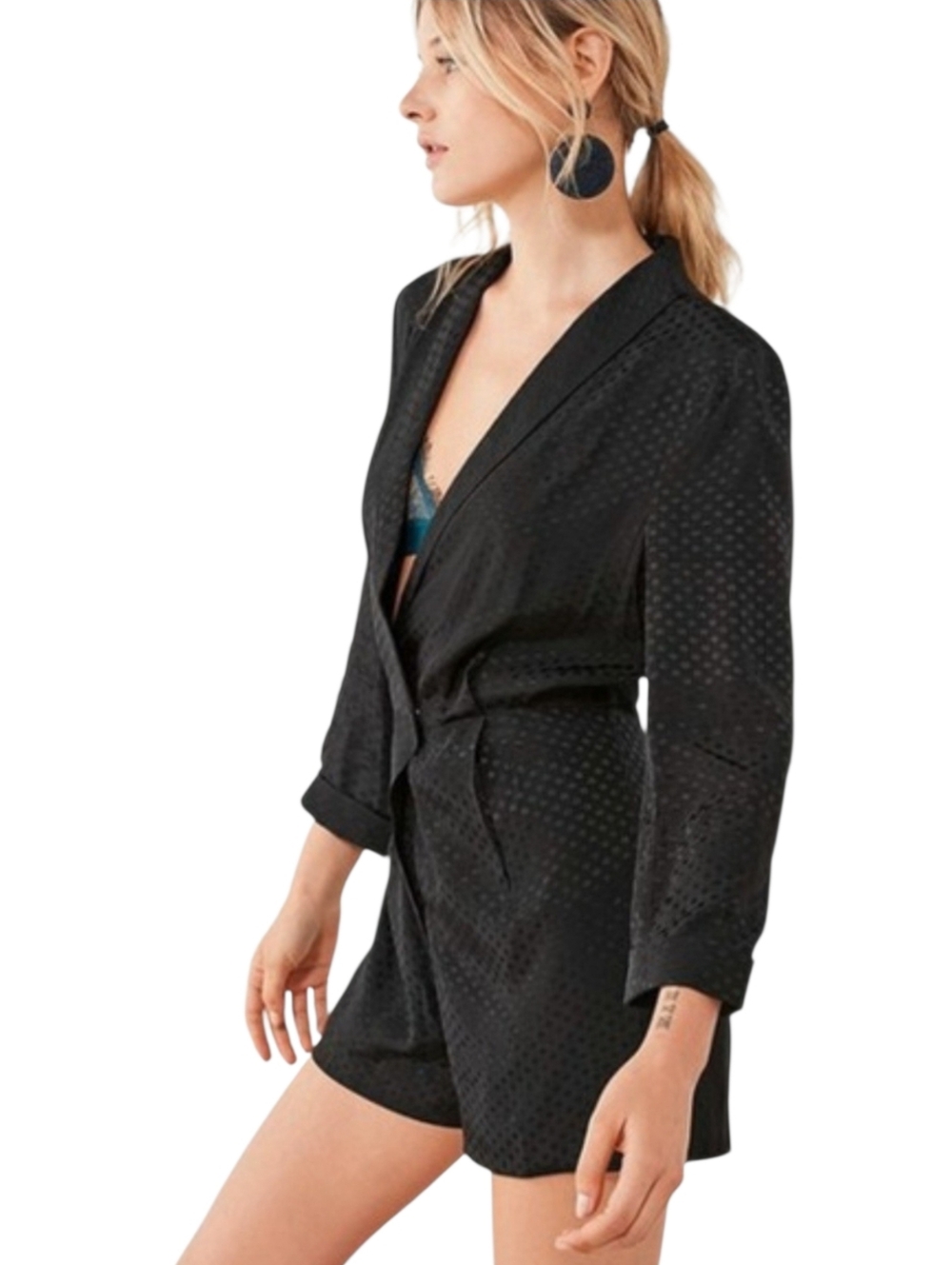 Revolve Bardot Black‎ Skyline Faux Wrap Romper Playsuit Size 6